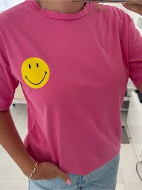 Vero Moda Hot Pink Tee with Yellow Smiley